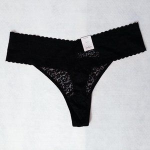NWT -Women's Size 1X All Over Black Lace Thong - *2 Pairs* -Auden -